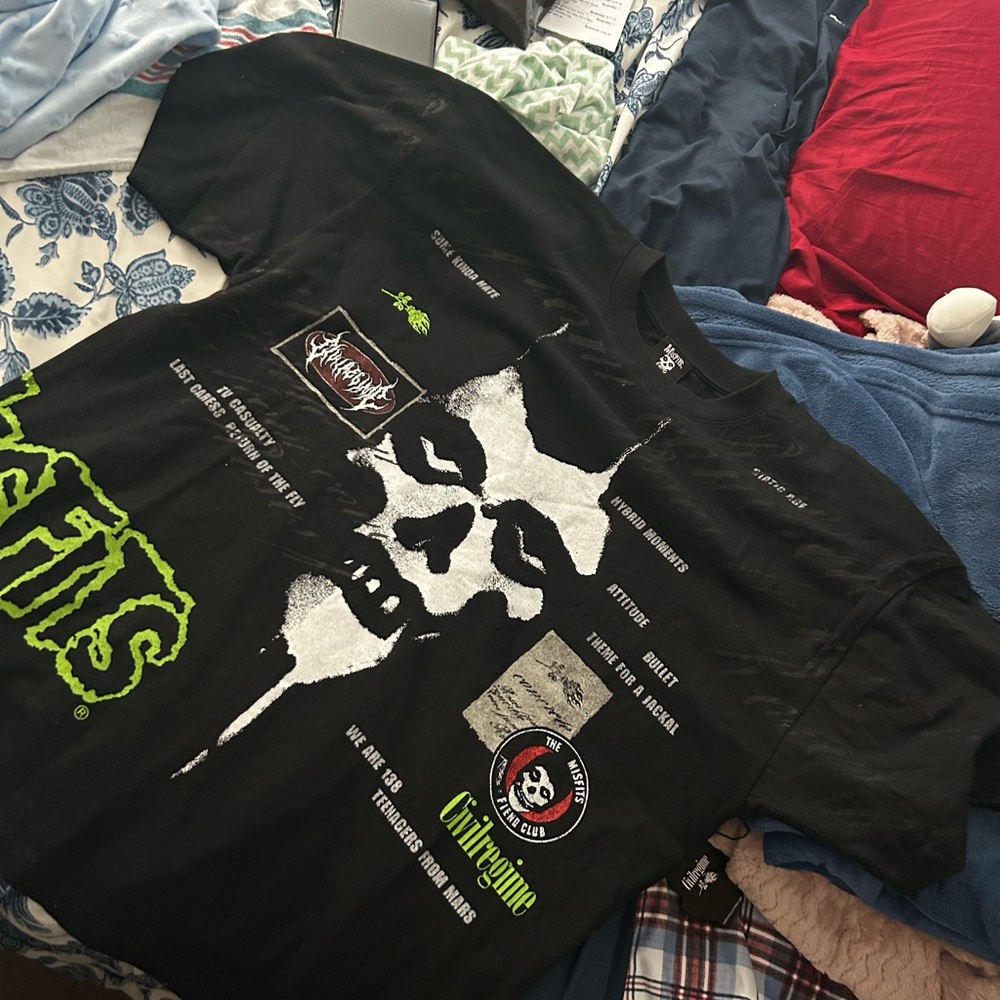 Civil Regime Misfits Graphic Tee in Black with Neon Green Logo